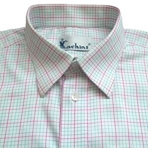 KACHINS Men's Cotton Custom Made To Order Dress Shirt Pink Green